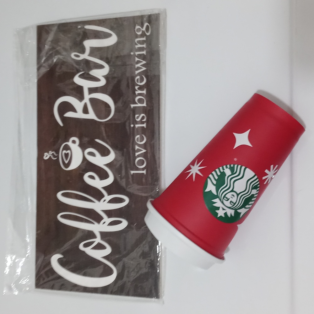 Coffee lovers wall decor ! & Starbucks coffee cup.